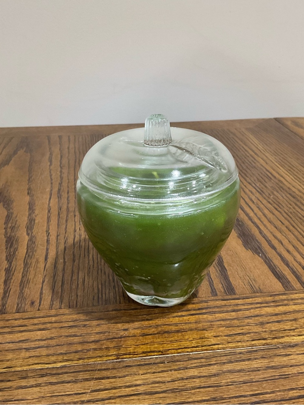 Green Glass Apple Candle Jar with Clear Lid - lovely fragrance